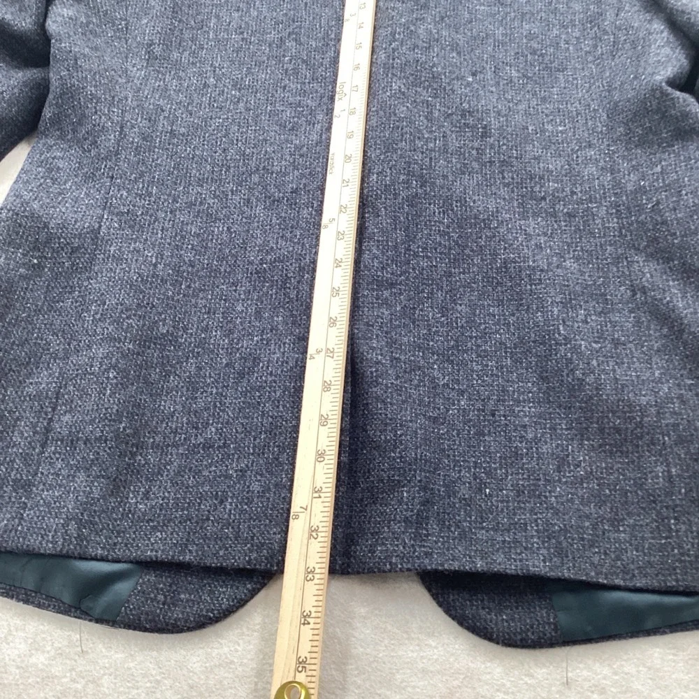 Vintage Tailored in USA Gray Blue Tweed Wool Sport Coat Suede Elbow Patches 46L